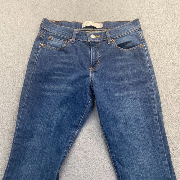 Levis 515 Jeans 6S Blue Denim Superlow Bootcut Embroidered Womens 30x29 EUC - Picture 11 of 12